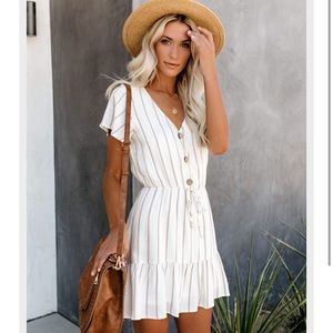 NEW VICI Kick the Dust Striped Ruffle Dress Size L